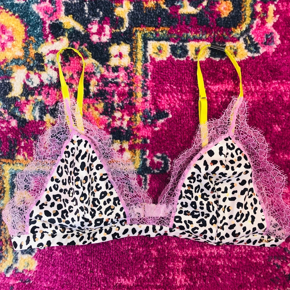 VS Leopard Satin Lace Bralette